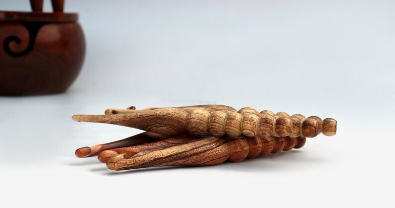 Crochet Hook Set of 7 - Ergonomic Wooden Crochet Hook, HANDMADE Crochet Hook