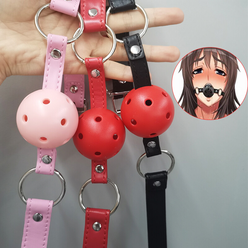 Open Mouth Balls Gags Breathable Adjustable PU Leather Belt Harness Binding