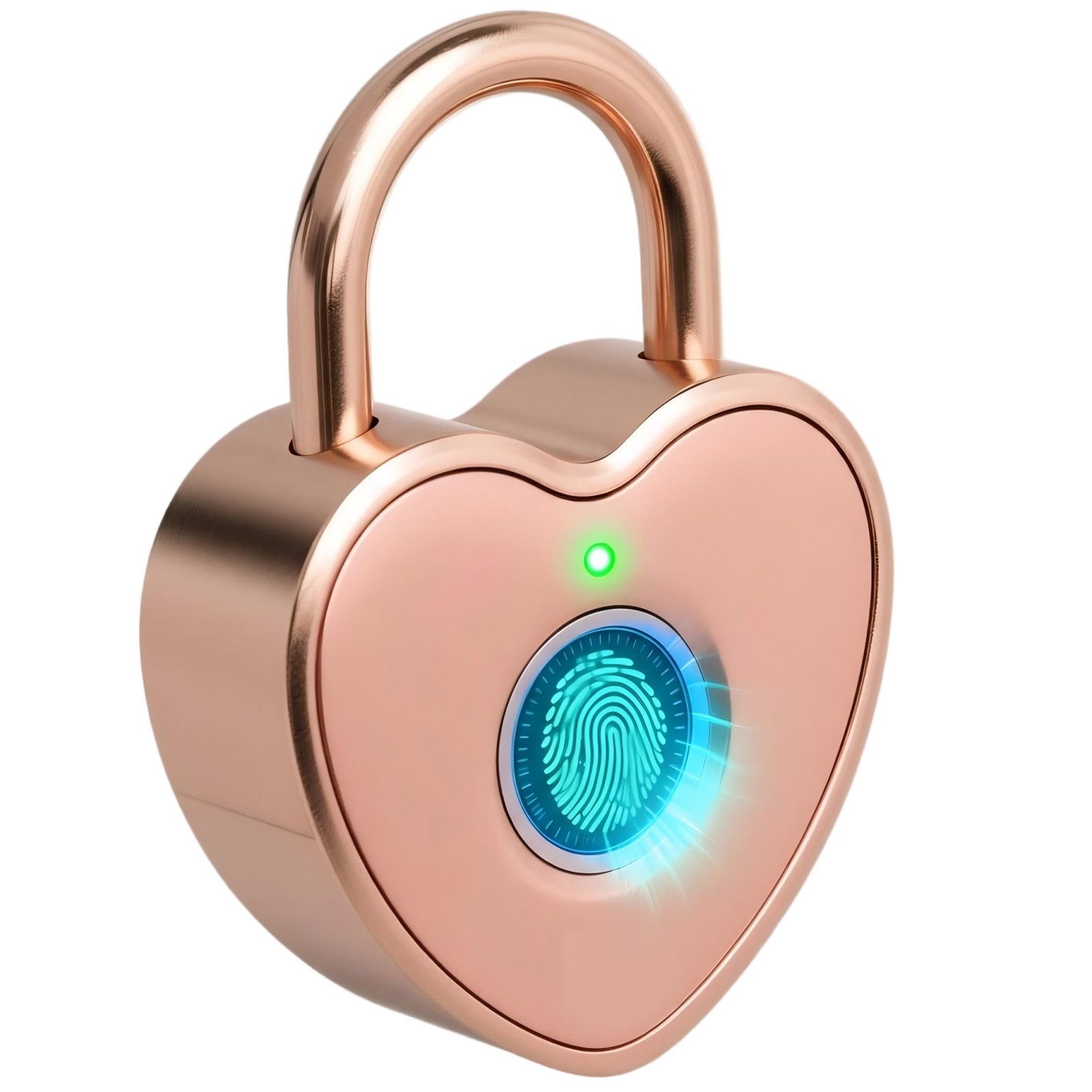 Heart Shaped FingerPrint Padlock for Gym, School Lockers, Bags, Rose Gold