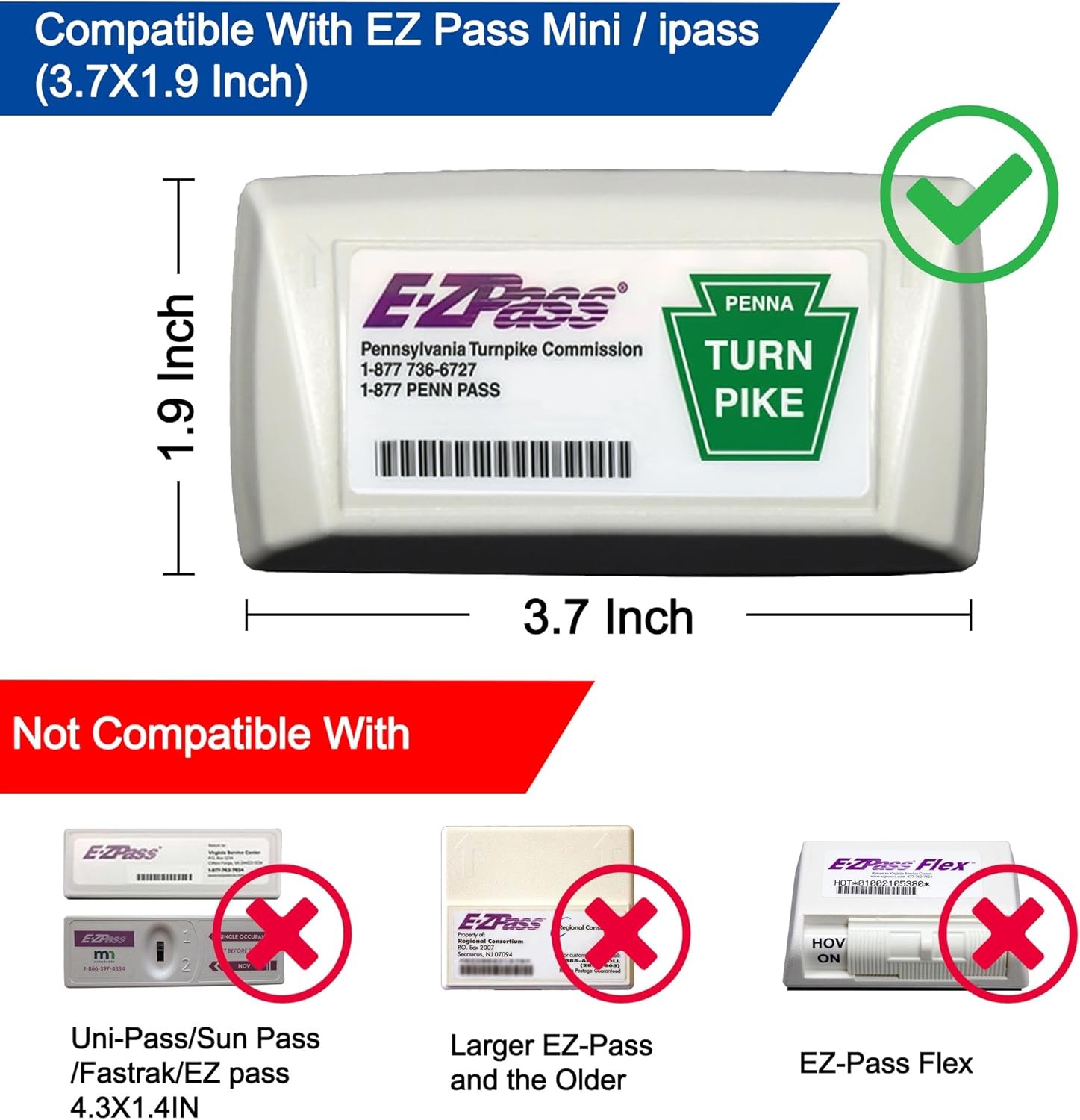2024 Upgraded EZ-Pass Holder - Strong Suction Cup Mount for Transparent