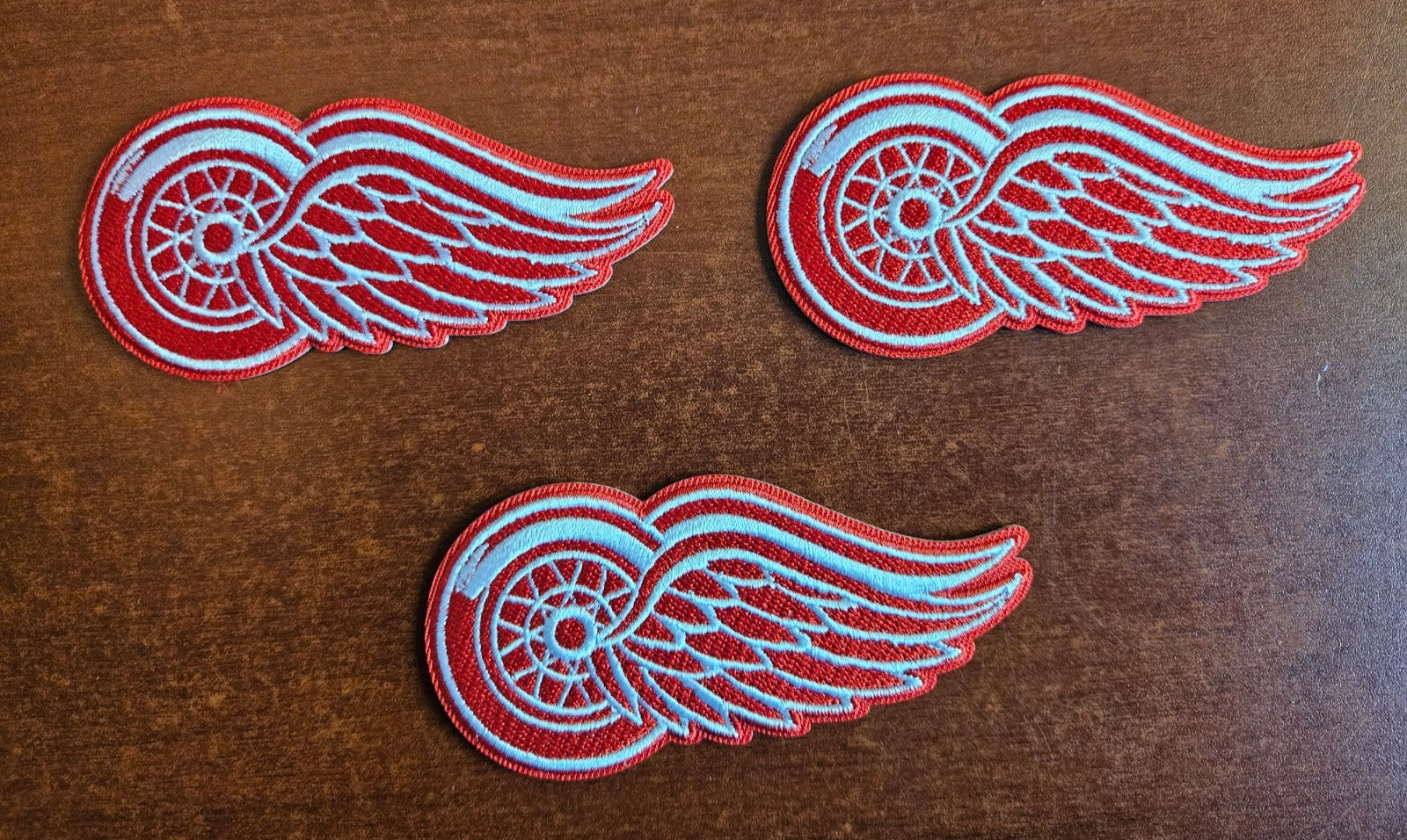 Detroit Red Wings Three 3" Iron On Embroidered Patches FREE Shipping!!!