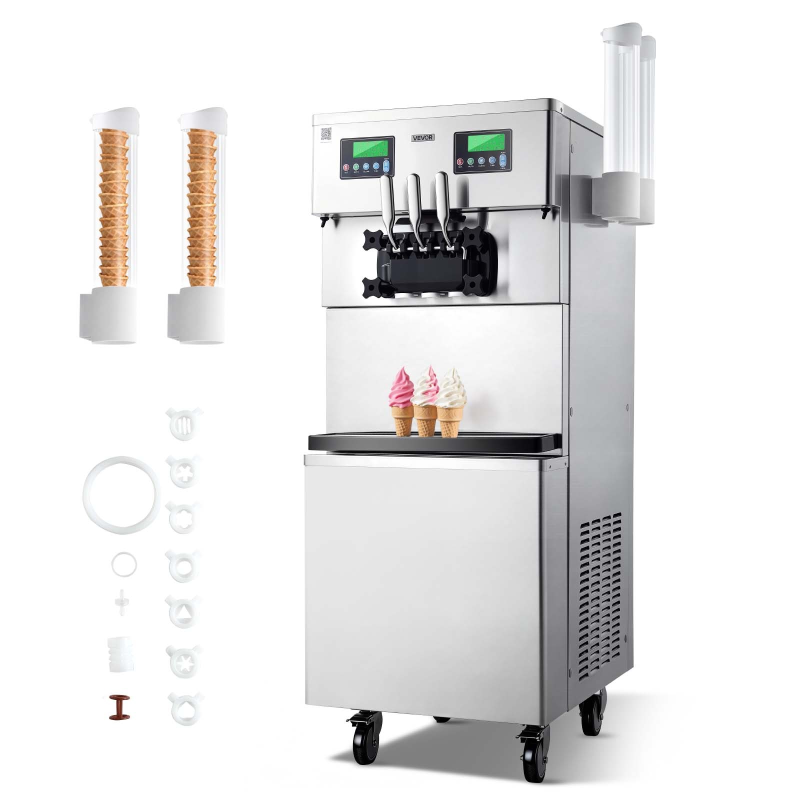 VEVOR Commercial Ice Cream Machine Dual Compressors 3-Flavor Ice Cream Maker