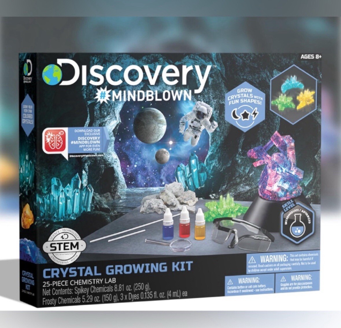 Discovery Kids | 25-Piece Lab Crystal Growing Kit with Mold Shapes & LED Stand