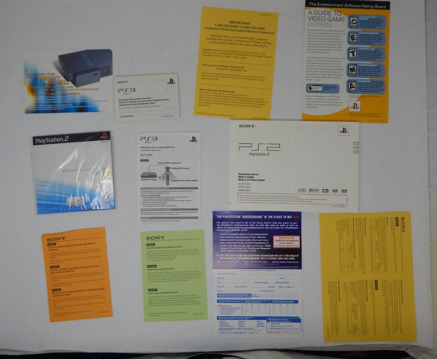 Sony Playstation 2 SCPH-70011 Instruction Manual and Papers