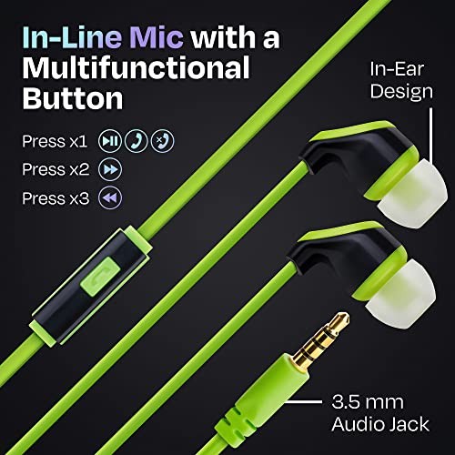 30x Multipack—Bulk Earbuds with Microphone—For Schools, Classroom