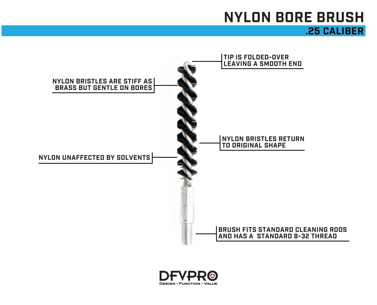 10 Pack- .25 Cal Nylon Bore Brushes for Gun Cleaning and Maintenance