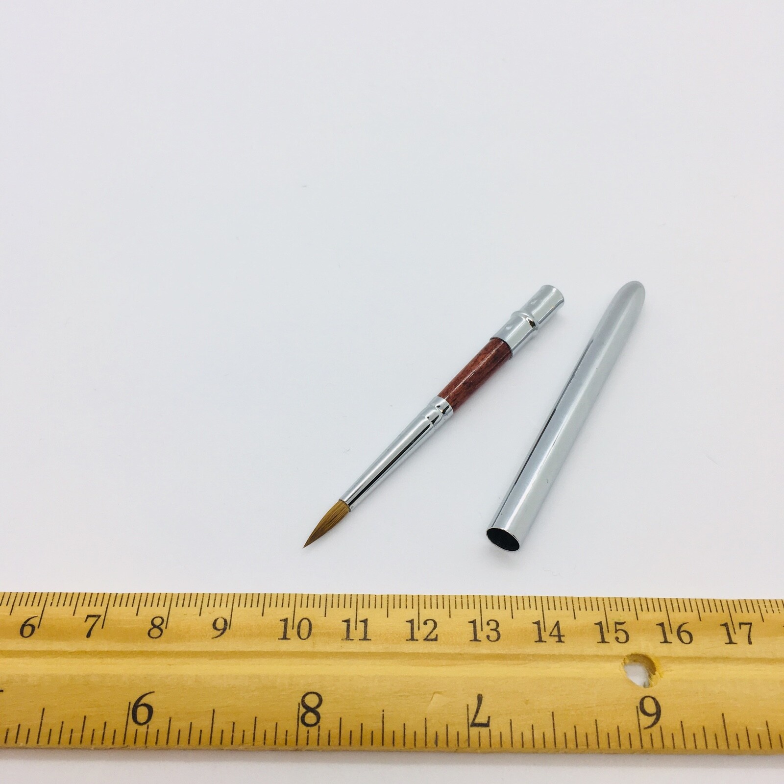 1Pc Round Tip Nail Makeup Art Brush #00 Metal Handle 100% Red Kolinsky Sable