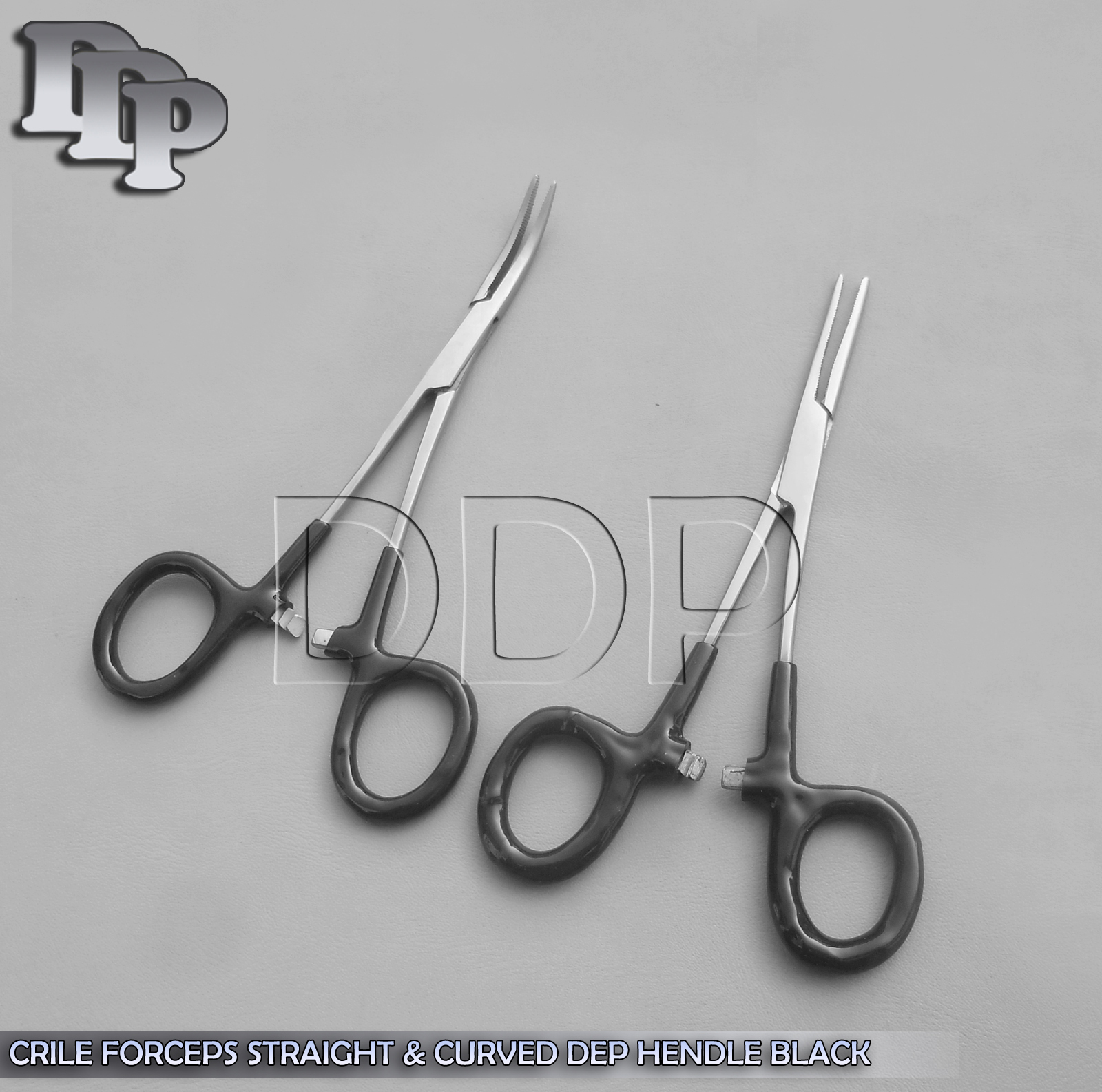 Hemostats Crile Forceps Surgical , Black Dep Handle 5.50" Straight + Curved