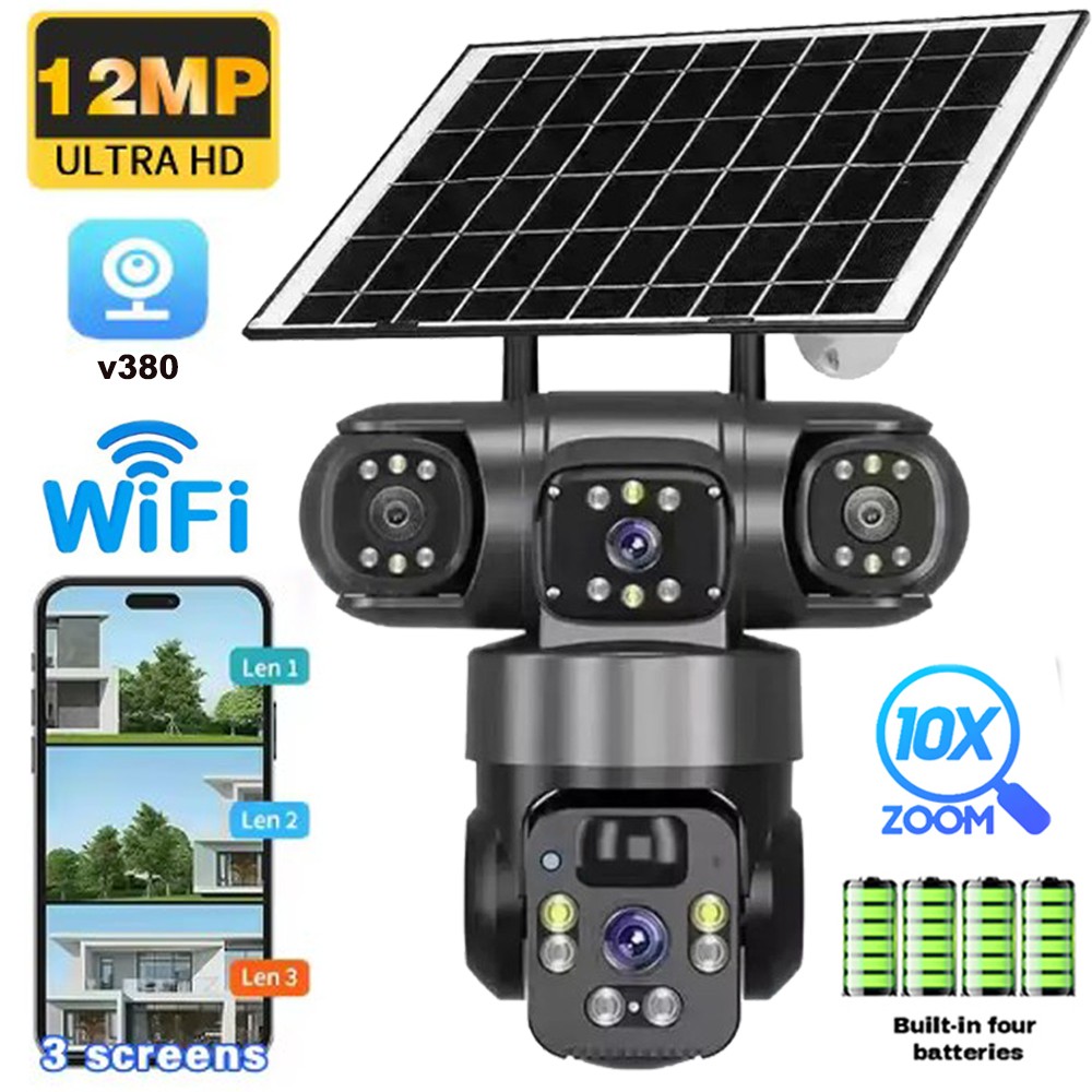 Upgraded Solar Battery Powered Wireless WiFi Home Security Camera Outdoor CCTV -