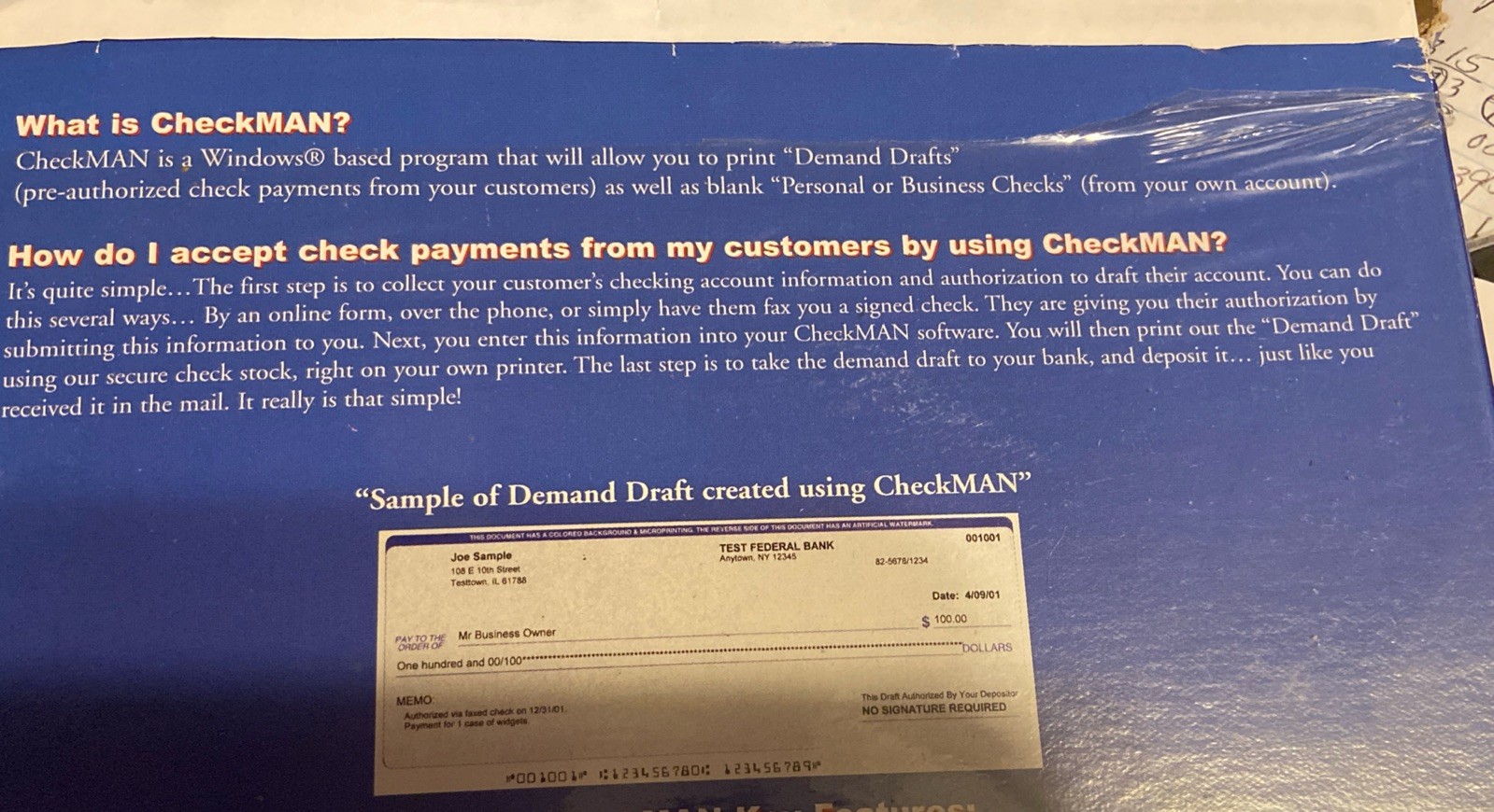 CHECKMAN CHECK PRINTING SOFTWARE/ROM