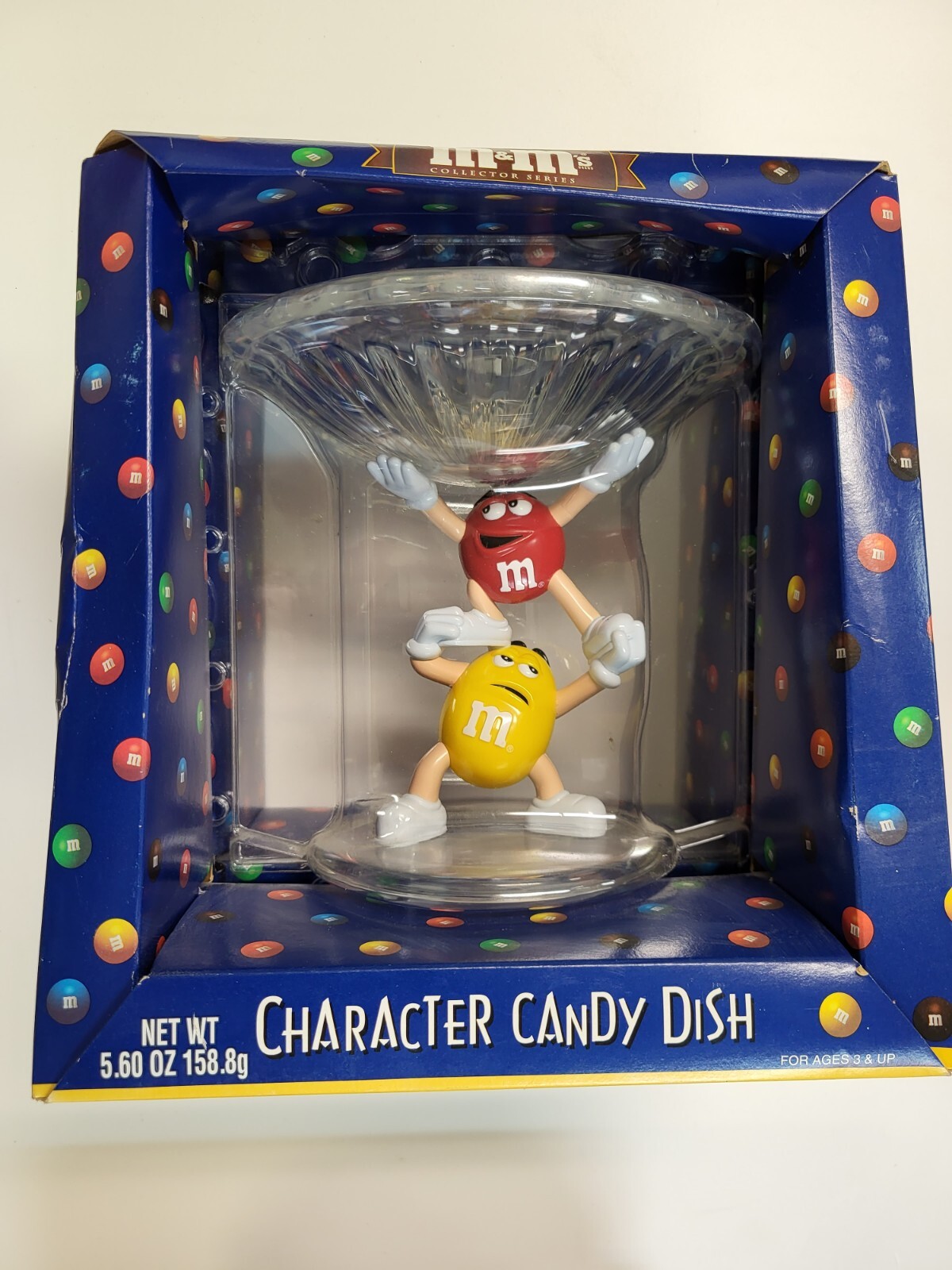 M & M's Red and Yellow Character Candy Dish Crystalized Acrylic Collector Series