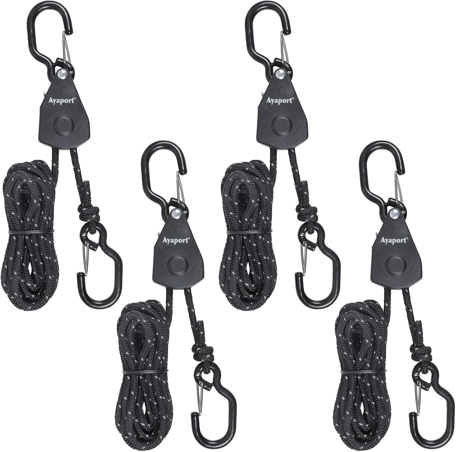 Adjustable Rope Hanger Kayak Rope Tie Downs Ratchet with Safety Lock S Hook Pull