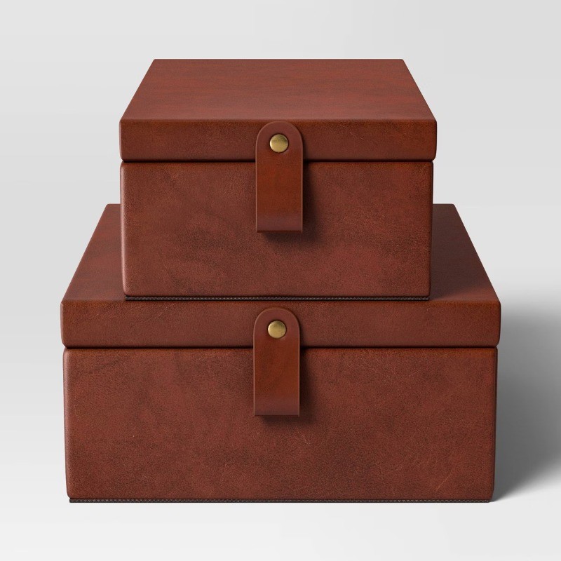 Faux Leather Storage Box Set