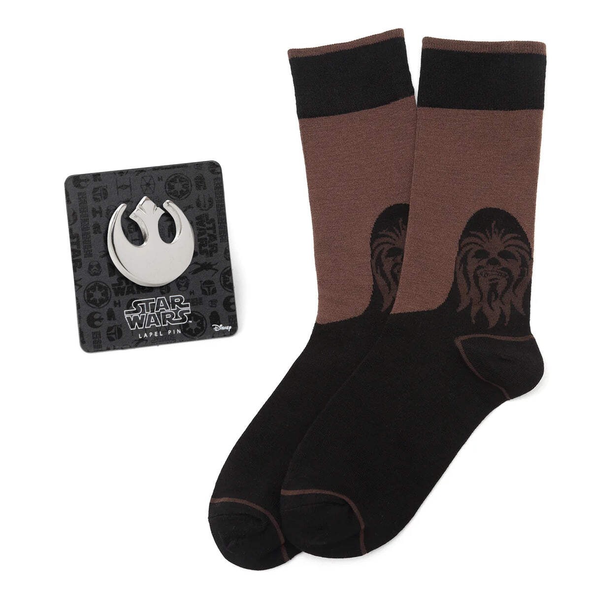 Star Wars Chewbacca Brown and Black Dress Socks and Rebel Alliance Starbird Cres