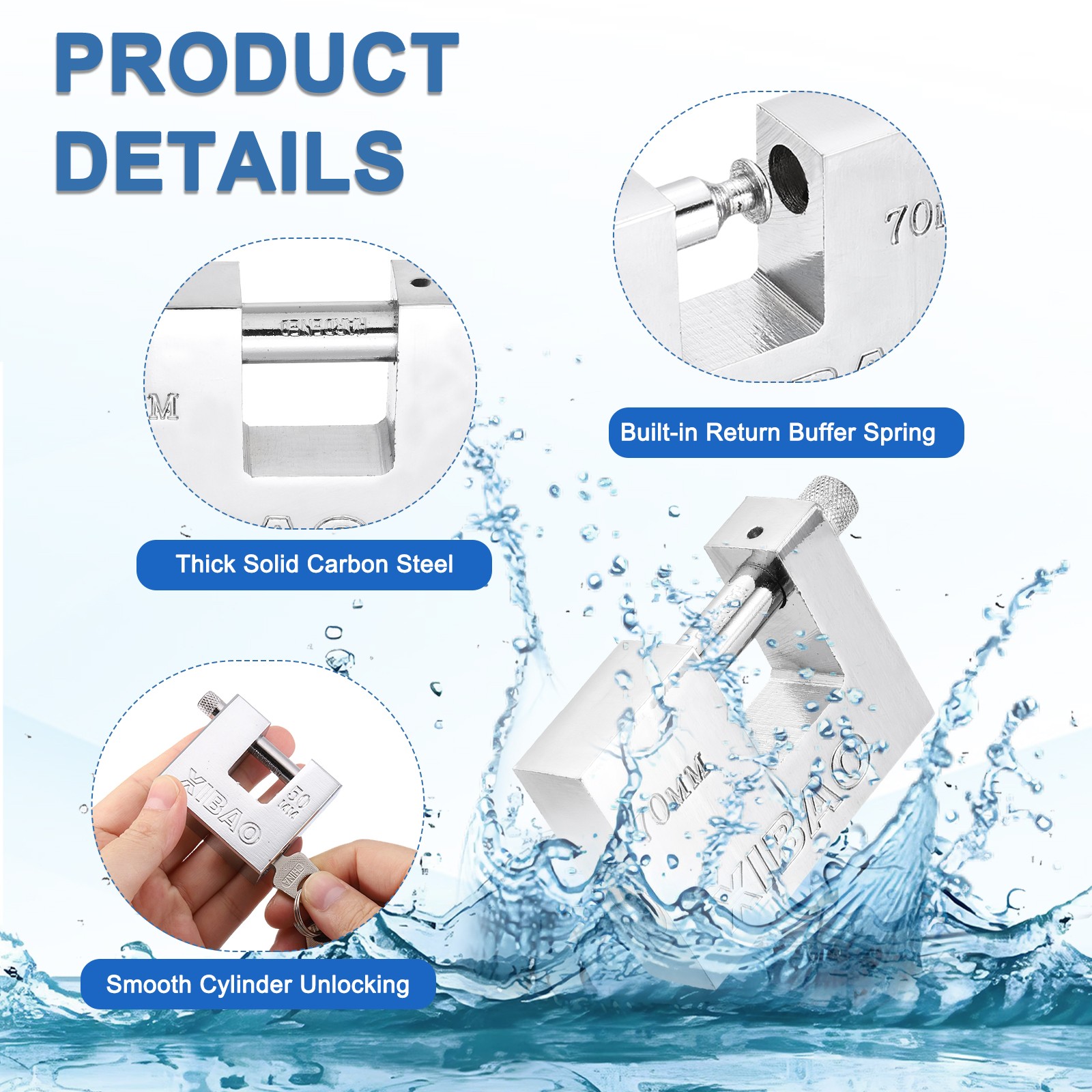 2Pcs Shipping Container Lock with 3 Keys High Security Padlock (2-3/4 Inch)