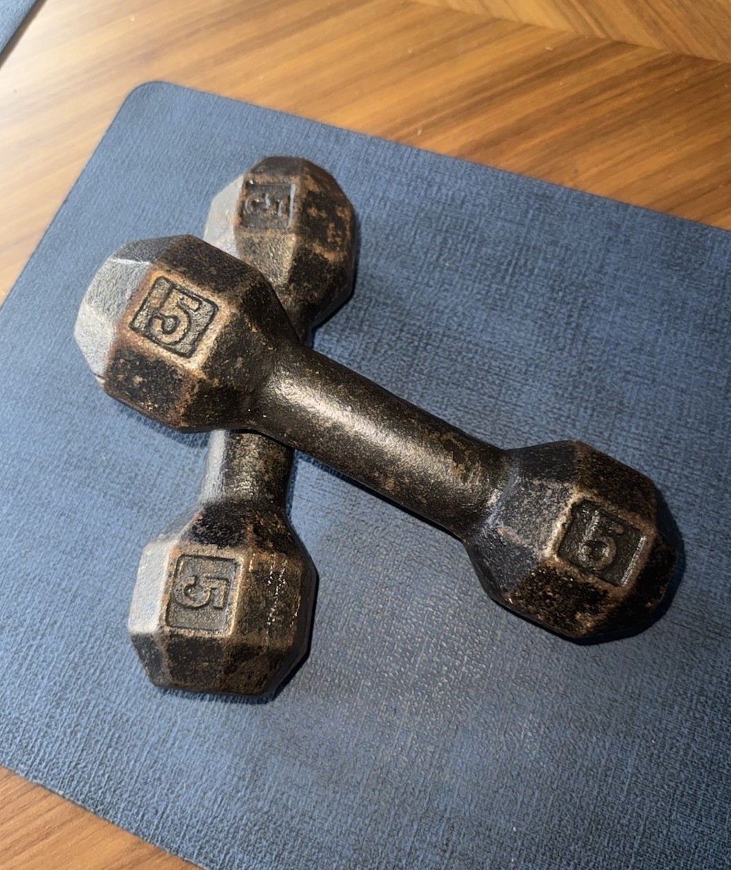 Vintage Torpedo Style Metal Iron Dumbbells 5 Lbs Each (10lbs) Bodybuilding