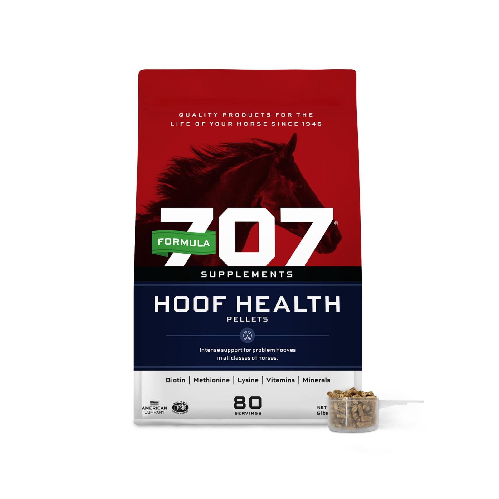 Formula 707 Hoof Health Equine Supplement 5 lb Bag - 80 Servings Biotin, Amino