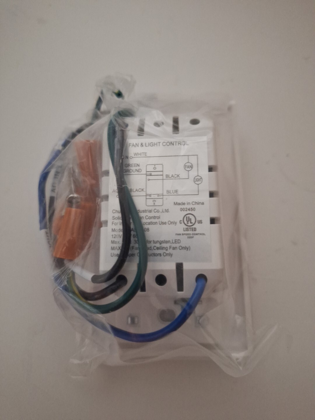 Ceiling Fan Wall-Mounted Control Model WASFL-08 White / 3 SPEED CHUNGEAR