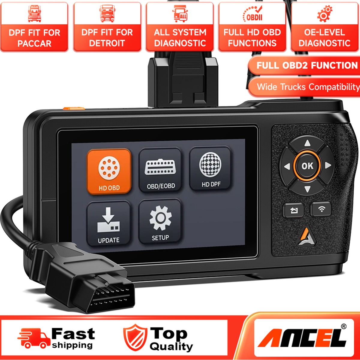 ANCEL HD431 Full System Heavy Duty Truck Scanner Diagnostic Tool DPF Regen Reset