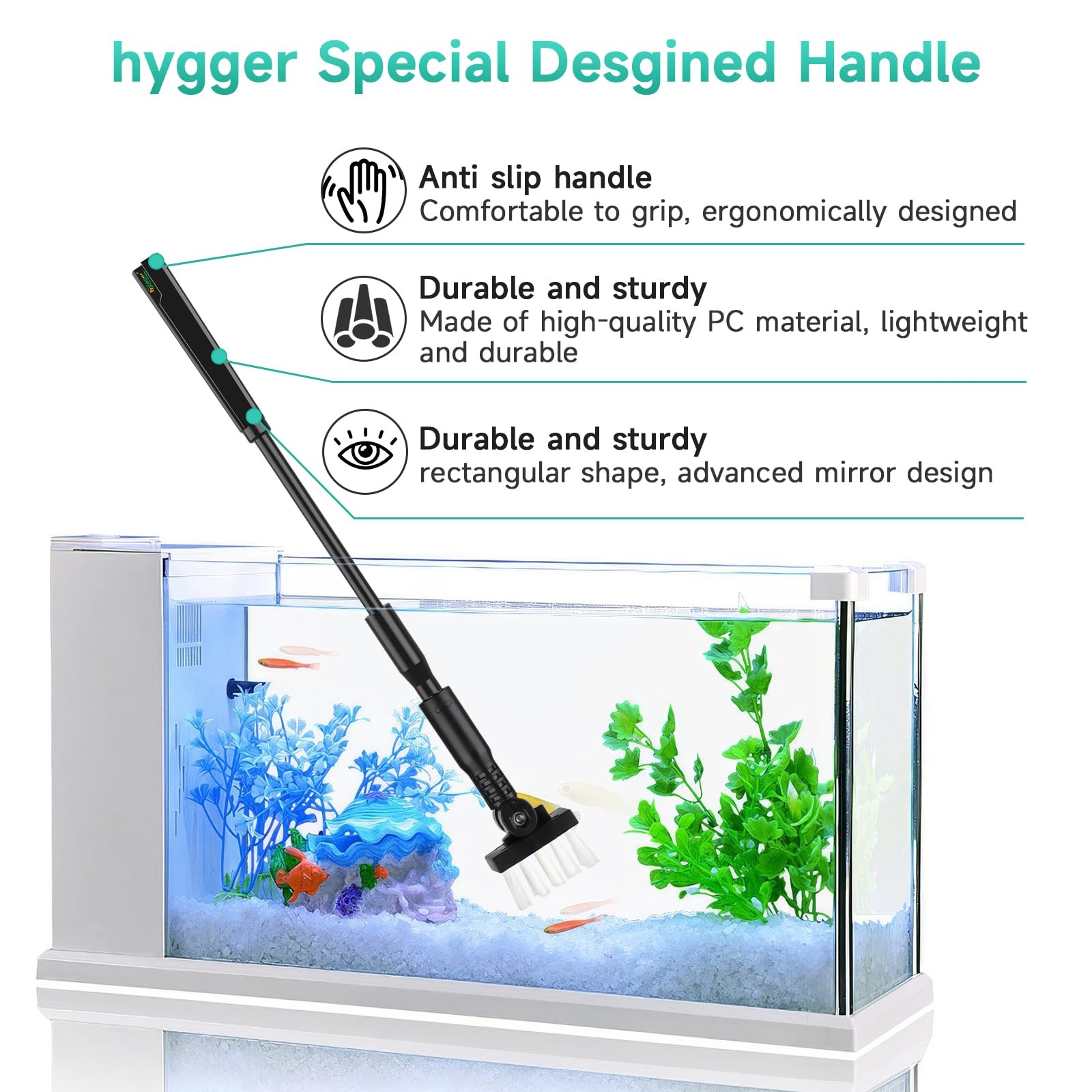 hygger Small Aquarium Cleaning Tools, 4 in 1 Fish Tank Cleaner Kit S, Black