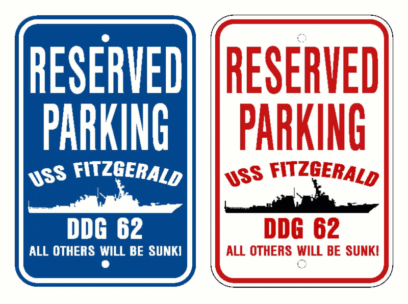 USS FITZGERALD DDG 62 Parking Sign US Navy USN Military