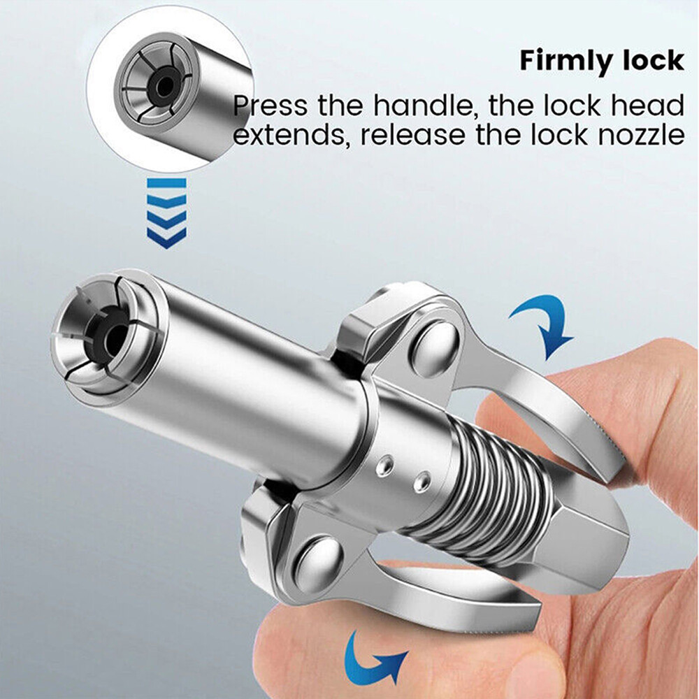 High Pressure Quick Release Grease Gun Coupler Coupling End Fitting 1/8” NPT Kit