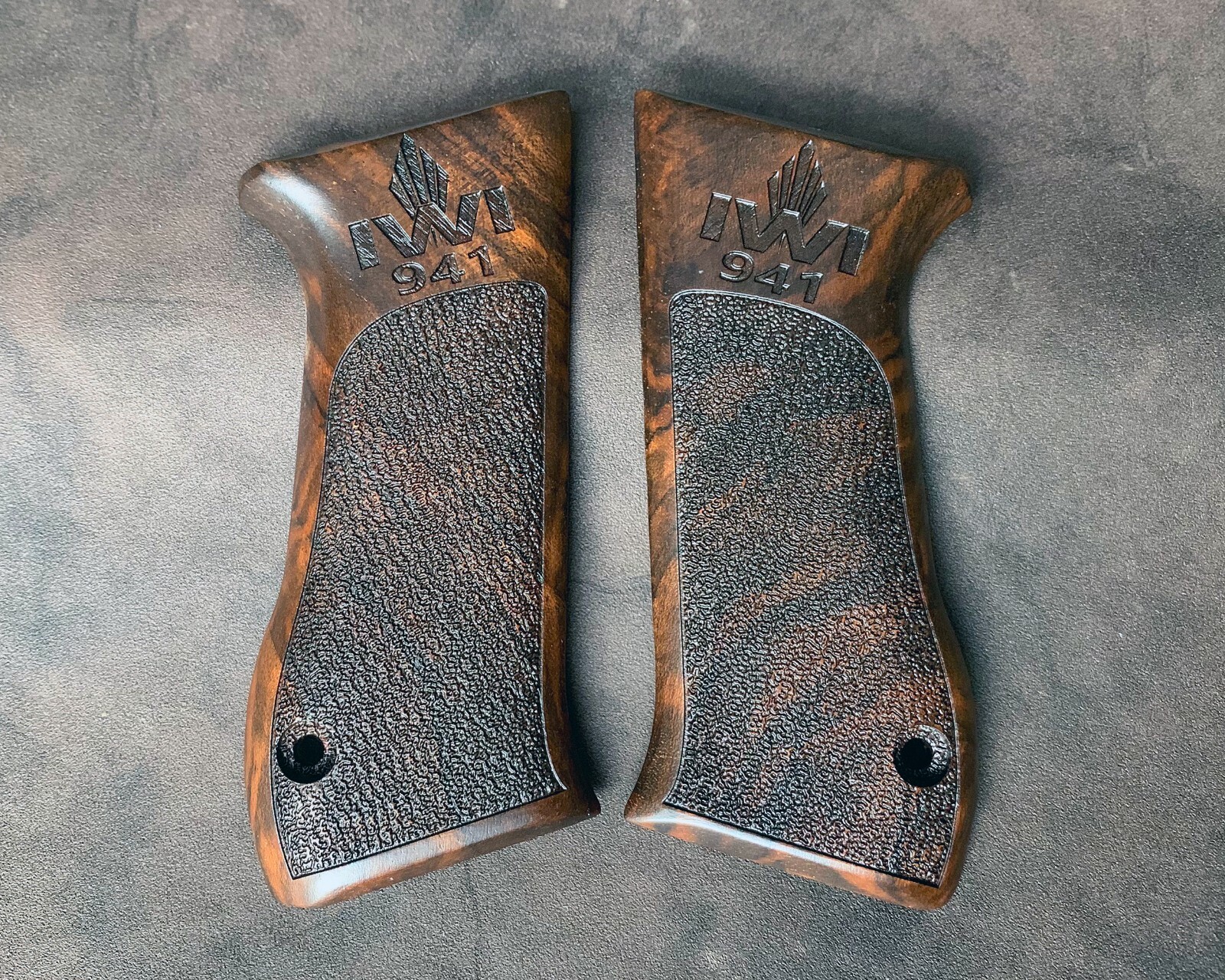 Jericho 45 ACP Walnut Wood Grips. Handmade. Gritty Texture. The Finest Quality