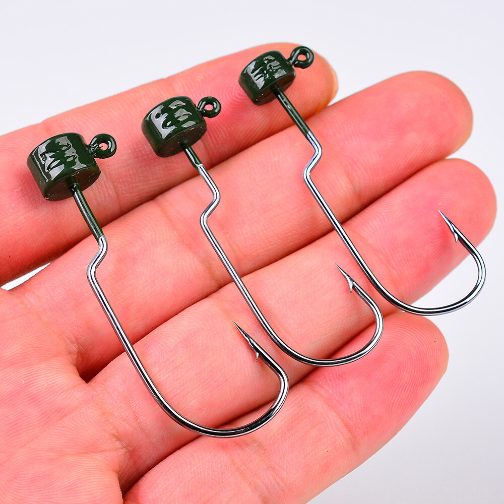 25pcs Ned Rig Jig Head Weedless EWG Hook Bass Trout Fishing Lure 1/8 3/16 1/4 oz