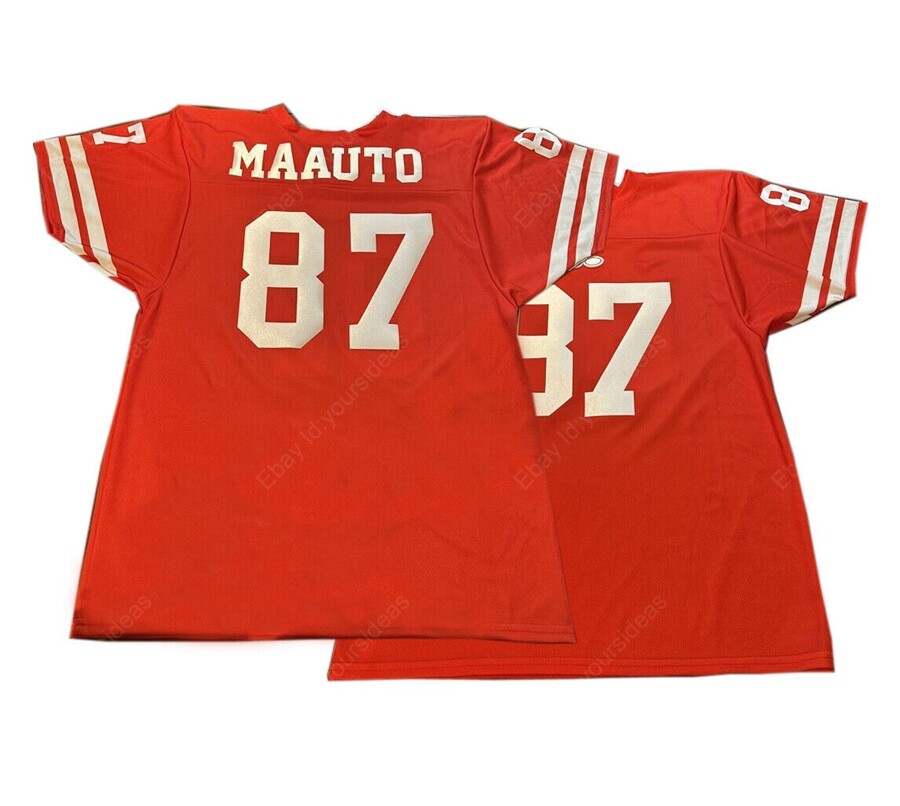 Custom Throwback Maauto #87 Jersey TV Commercial Red Stitched Name S-4XL