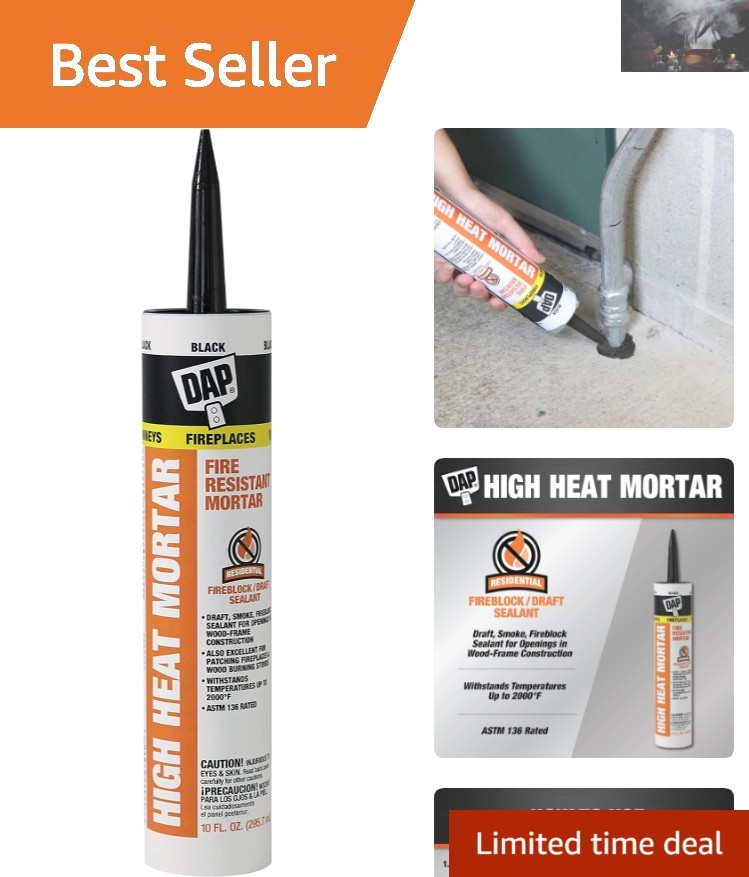 High Heat Fire Resistant Mortar 10 Oz - Durable Silicate Cement for Fireplaces