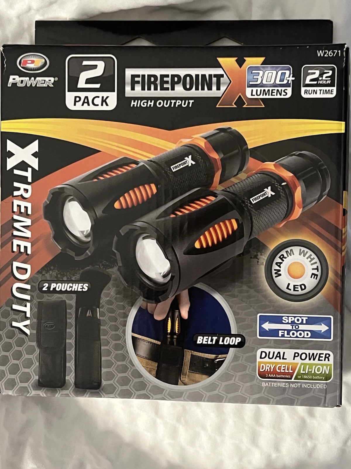 Performance Tool 2 Pack FPX Flashlights W/Pouch Adjustable Duo Focus Black New
