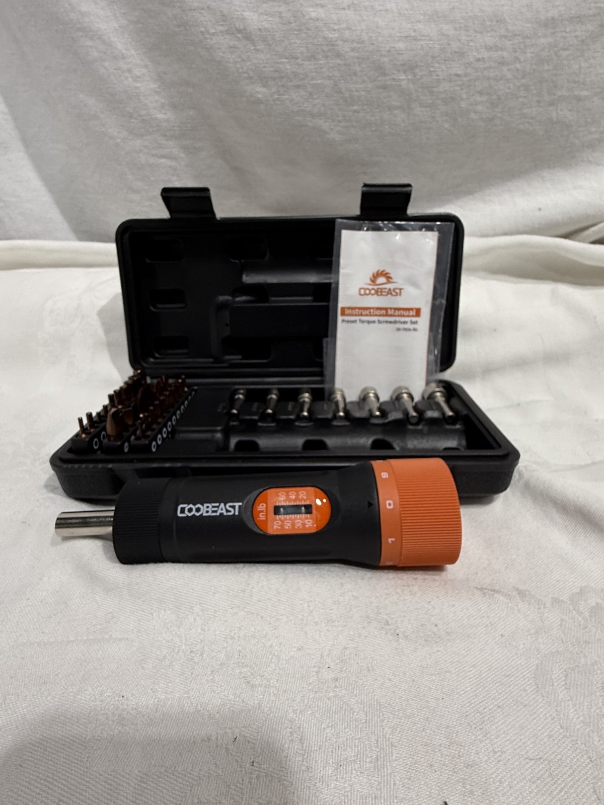 Coobeast 37Pcs Preset Torque Screwdriver S2 Bits, 1/4” Drive Torque Wrench