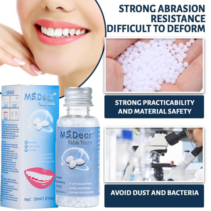 False Teeth Solid Glue Temporary Tooth Repair Moldable Fix Broke Gap Teeth 30ML
