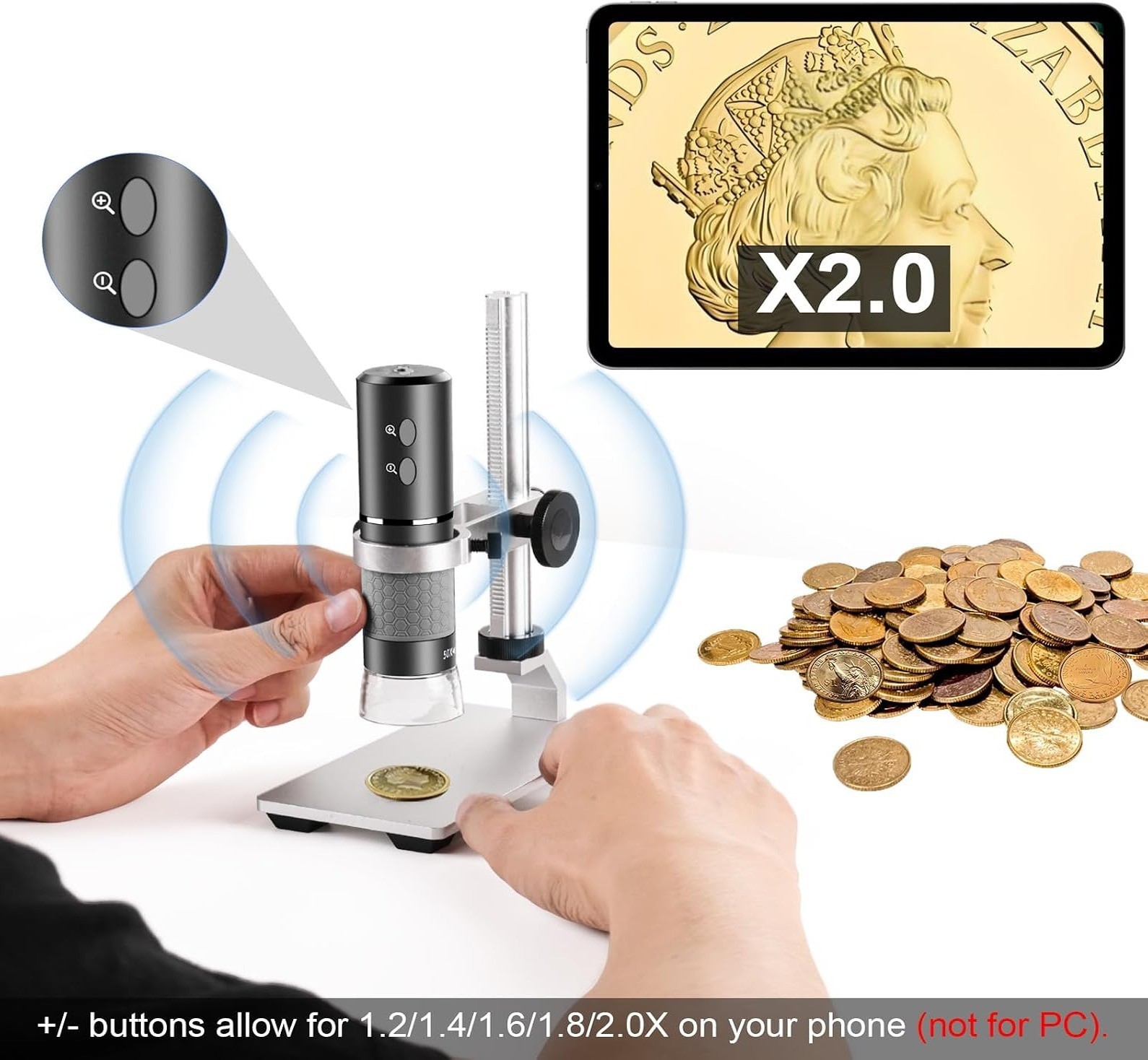 4K Digital Microscope 1000X WiFi USB Camera Metal Stand iPhone Android Windows