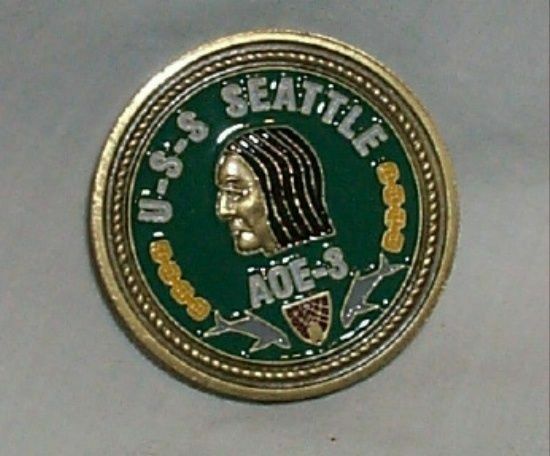 USS SEATTLE AOE 3 US Navy Challenge Coin  INDIAN CHIEF