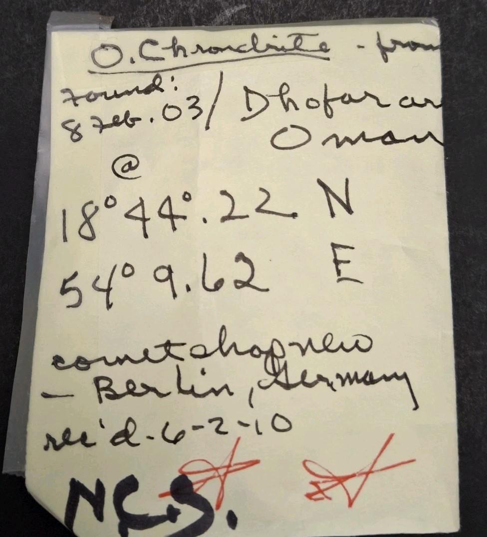 Vintage Microscope Prepared Glass Slide Meteorite Dhofar Oman Rare NCS 18°44°22