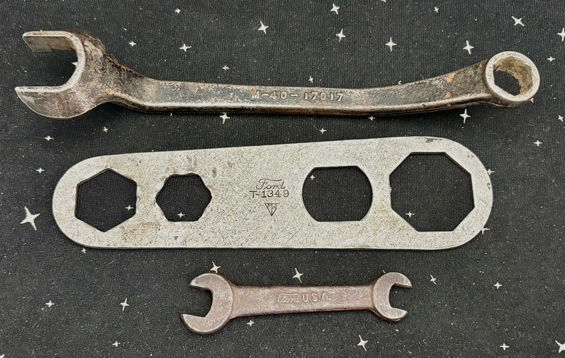 VTG Ford Tools Lot Of 3 Hubcap Wrench, Open End Wrench, Open & Closed End Wrench