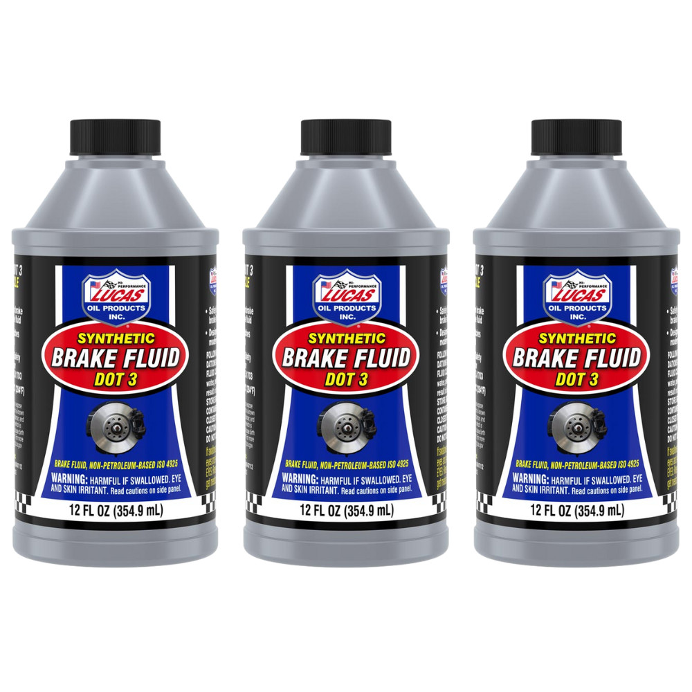 3X LUCAS OIL 10825 SYNTHETIC BRAKE FLUID DOT 3 355ML FMVSS 116 SAE J1703