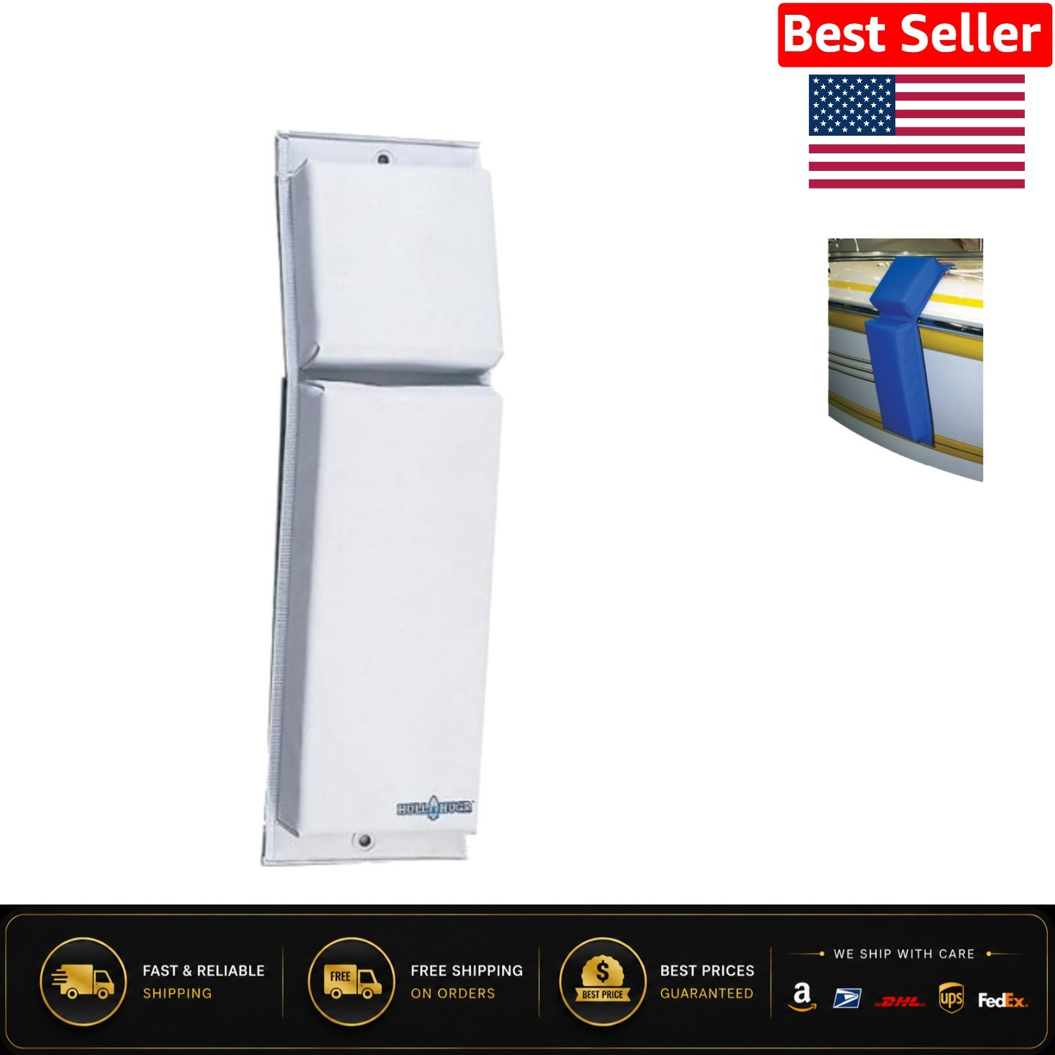 Universal Fit Contour Boat Fender - Expertly Crafted Docking Solution, 24" White