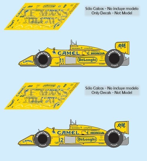 Decals Lotus 99T Monaco GP 1987 1:32 1:43 1:24 1:18 F1 Senna Camel slot decals