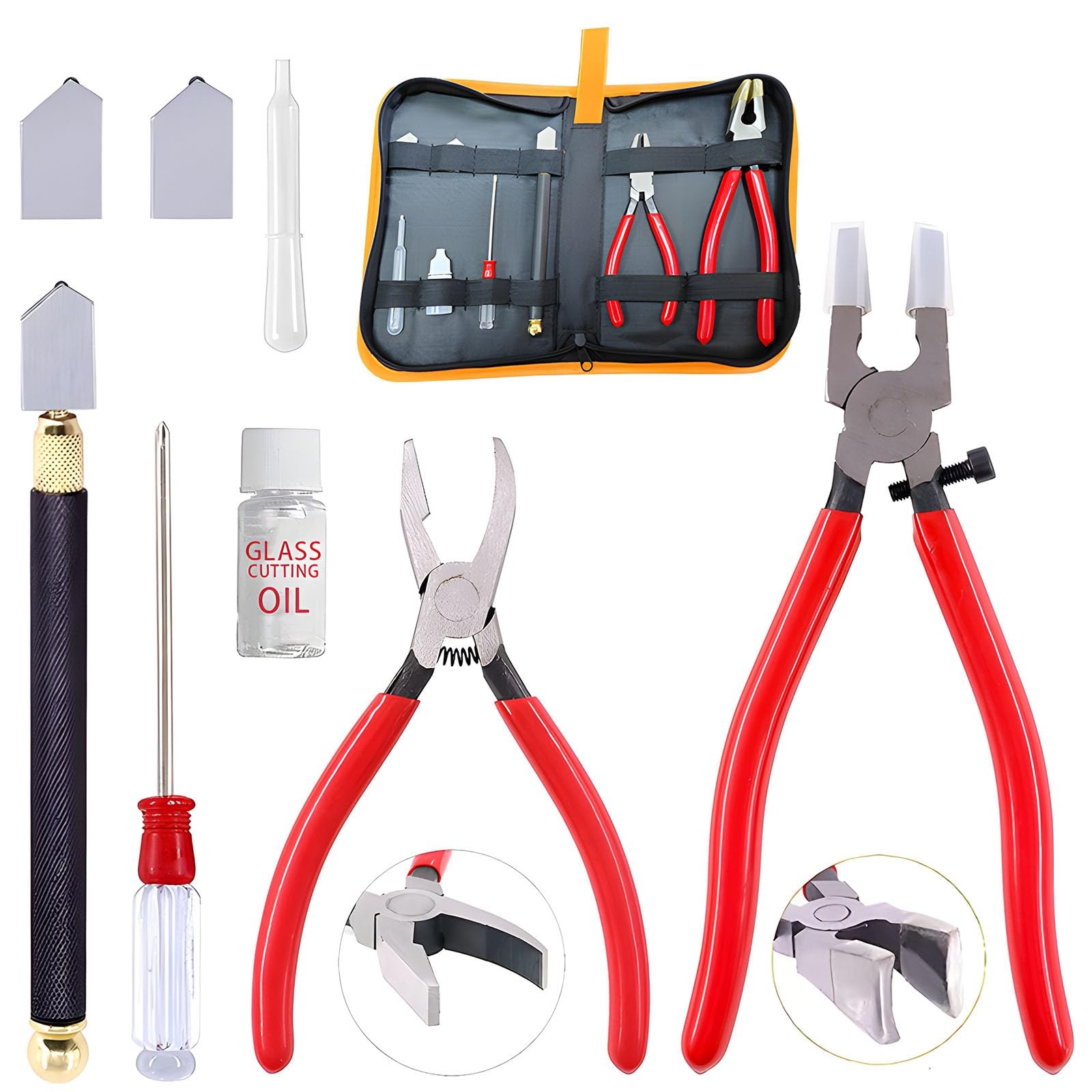 Glass Cutting Tool Set Kit, Nipper,Glass Running Plier, Breaking A KIT
