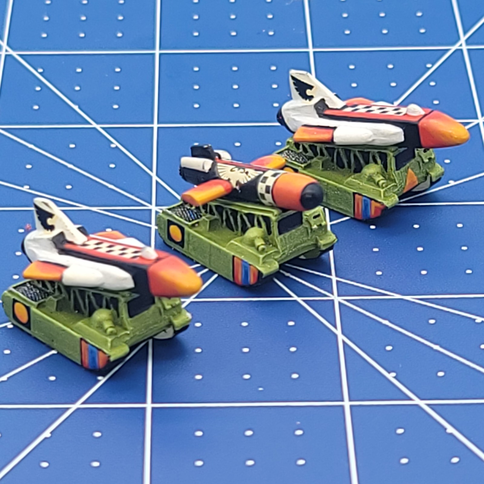 Painted GW EPIC 40K Imperial Deathstrike Missile Launchers 1 MK2 x 3 - 6mm Metal