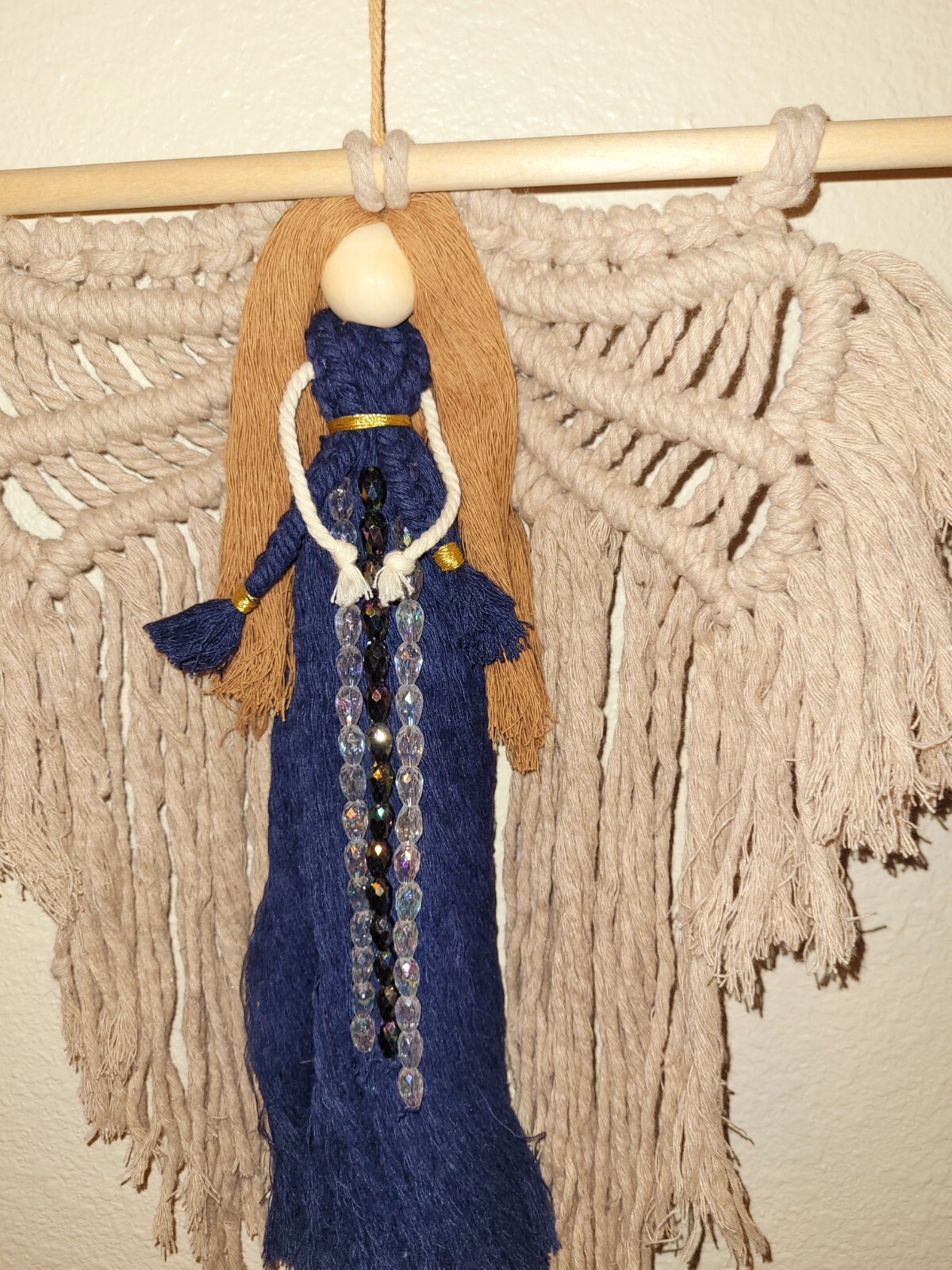 Macrame Handmade Wall Hanging Decor Crocheted Angel Doll Made From Cotton Thread
