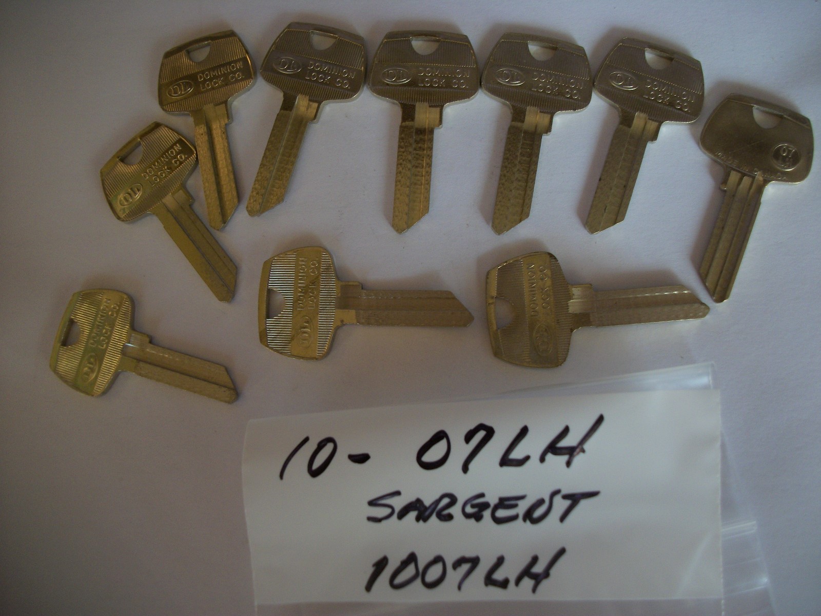 Locksmith LOT of 10 Key Blanks for SARGENT LH, 07LH, 1007LH, 5 Pin, Uncut