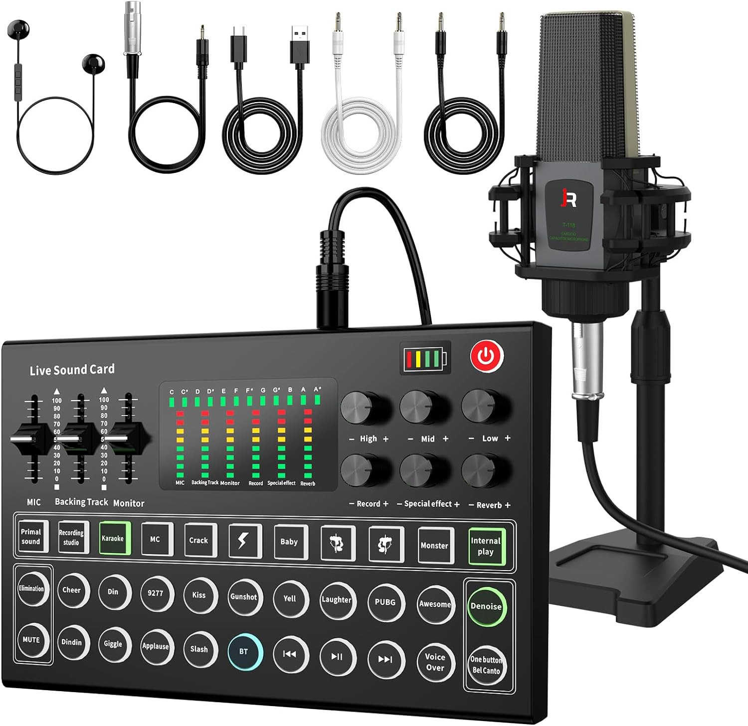 M9 Podcast Equipment Bundle, All-In-One Audio Interface with Microphone & Earpho