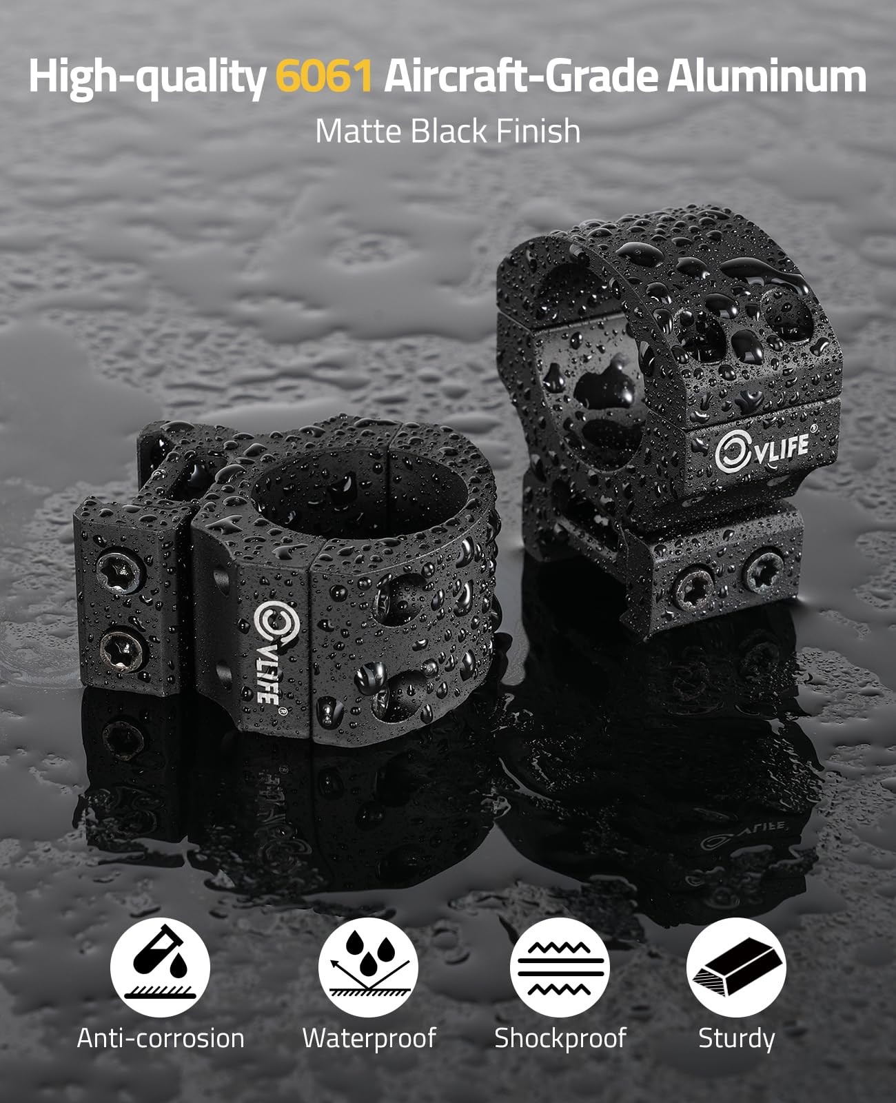 CVLIFE 1 Inch Scope Rings - Medium Profile Precision Medium, Matte Black