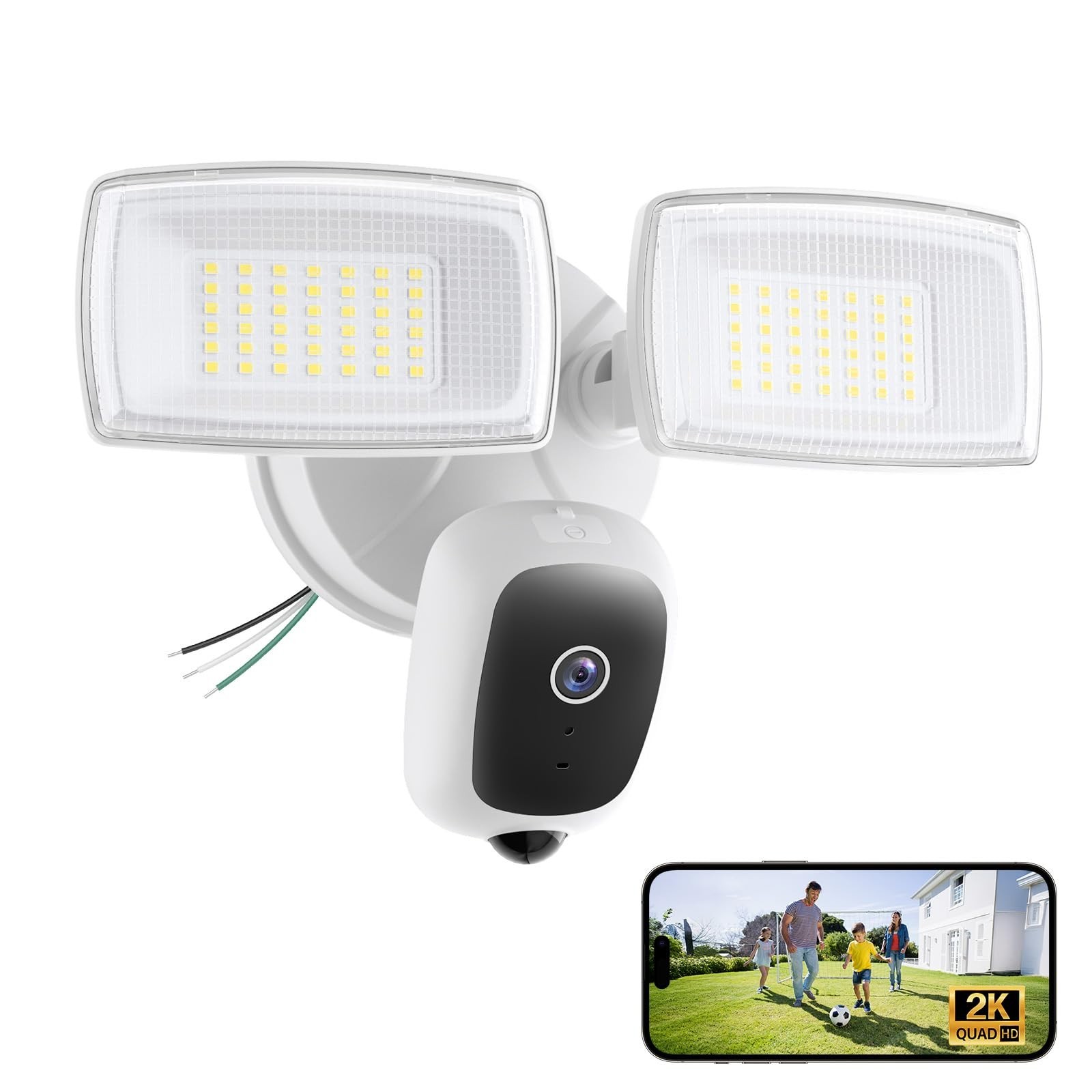 Onforu 2K Hardwired Floodlight Camera, 3500LM Motion Activated Outdoor Security