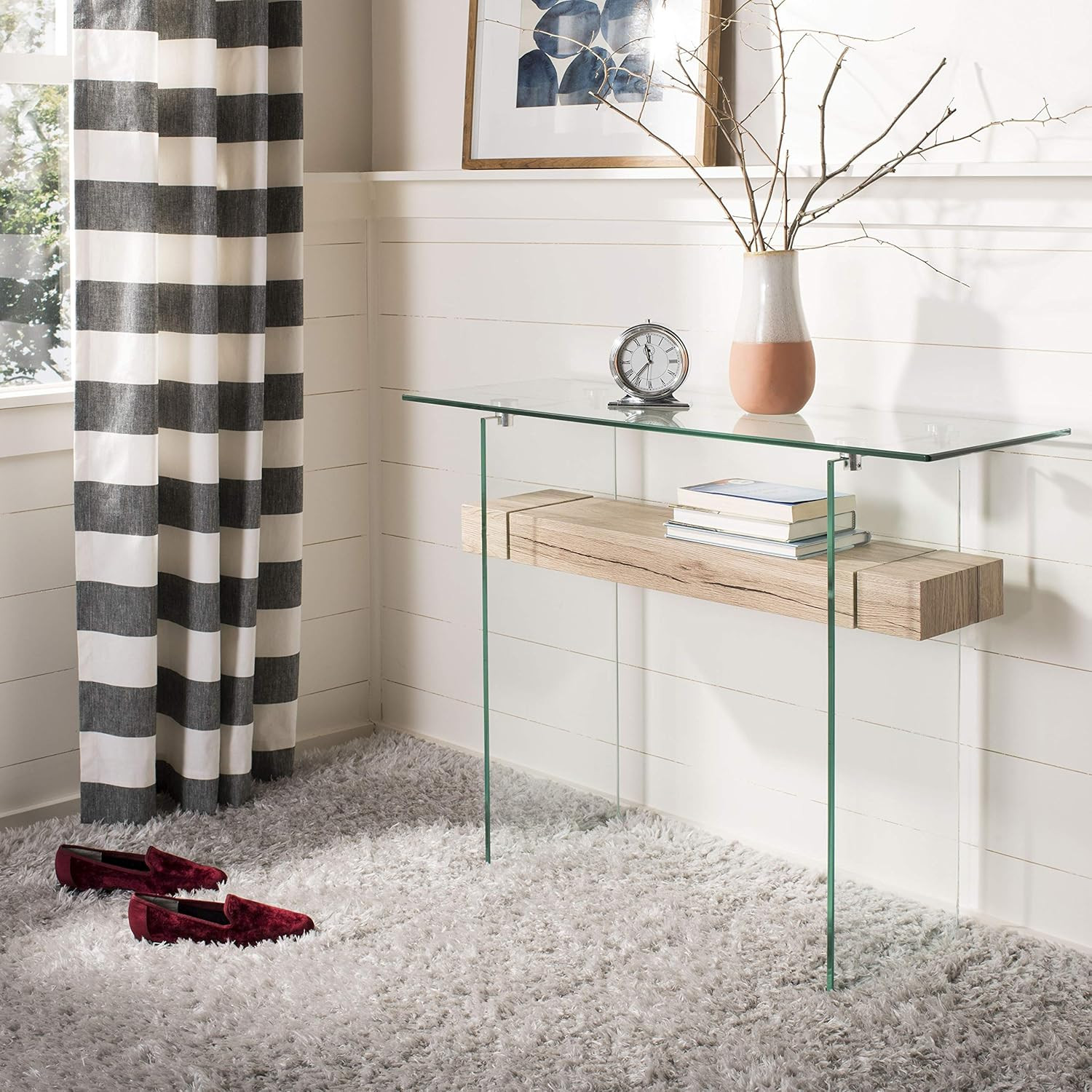 Andey Brown/Black Console Table for Living Room, Bedroom, Office & Hallway