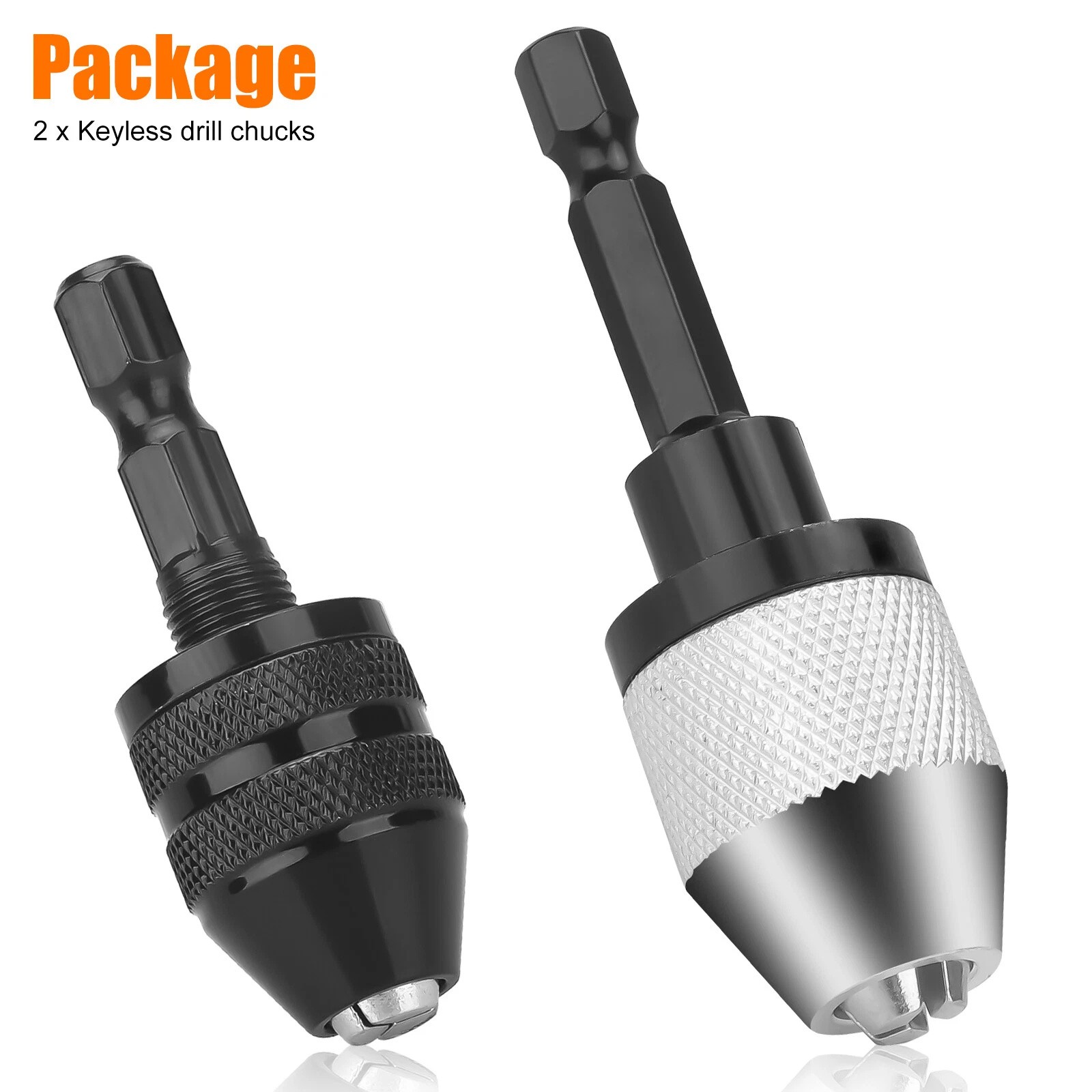 2x 1/4" Hex Shank Keyless Drill Bit Quick Change Driver Chuck Conversion Adapter
