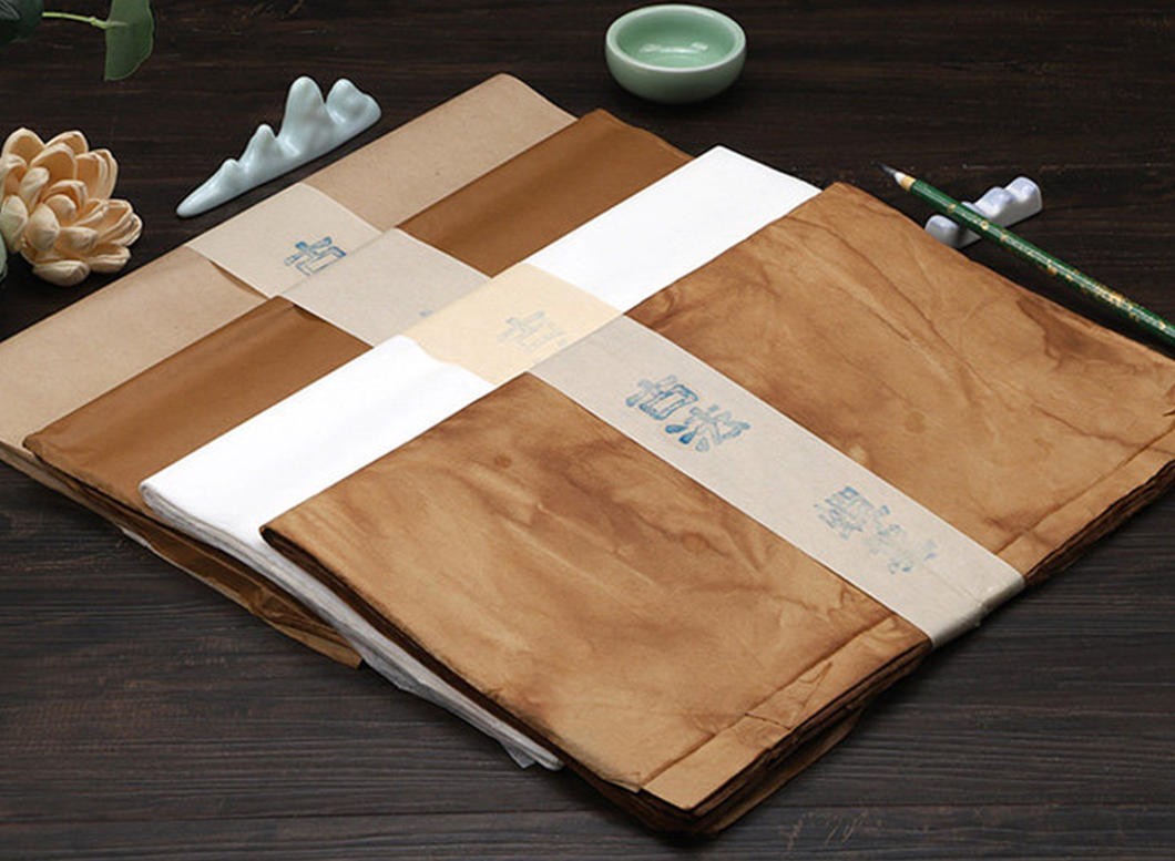 100PC Plant Fiber Ultra-Thin Xuan Rice Paper Semi-Ripe Calligraphy Ink Painting
